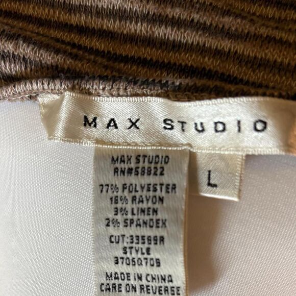 Max Studio striped cotton blend long sleeve tunic top in brown and tan size L - Picture 5 of 5